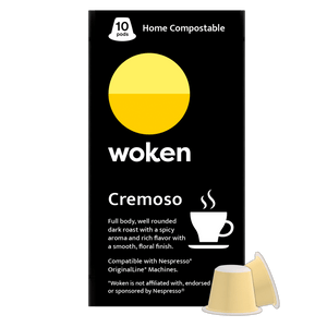 Woken-coffee Cremoso Nespresso Orginalline Compostable Coffee Pods Eco-friendly nespresso pods Biodegradable coffee pods