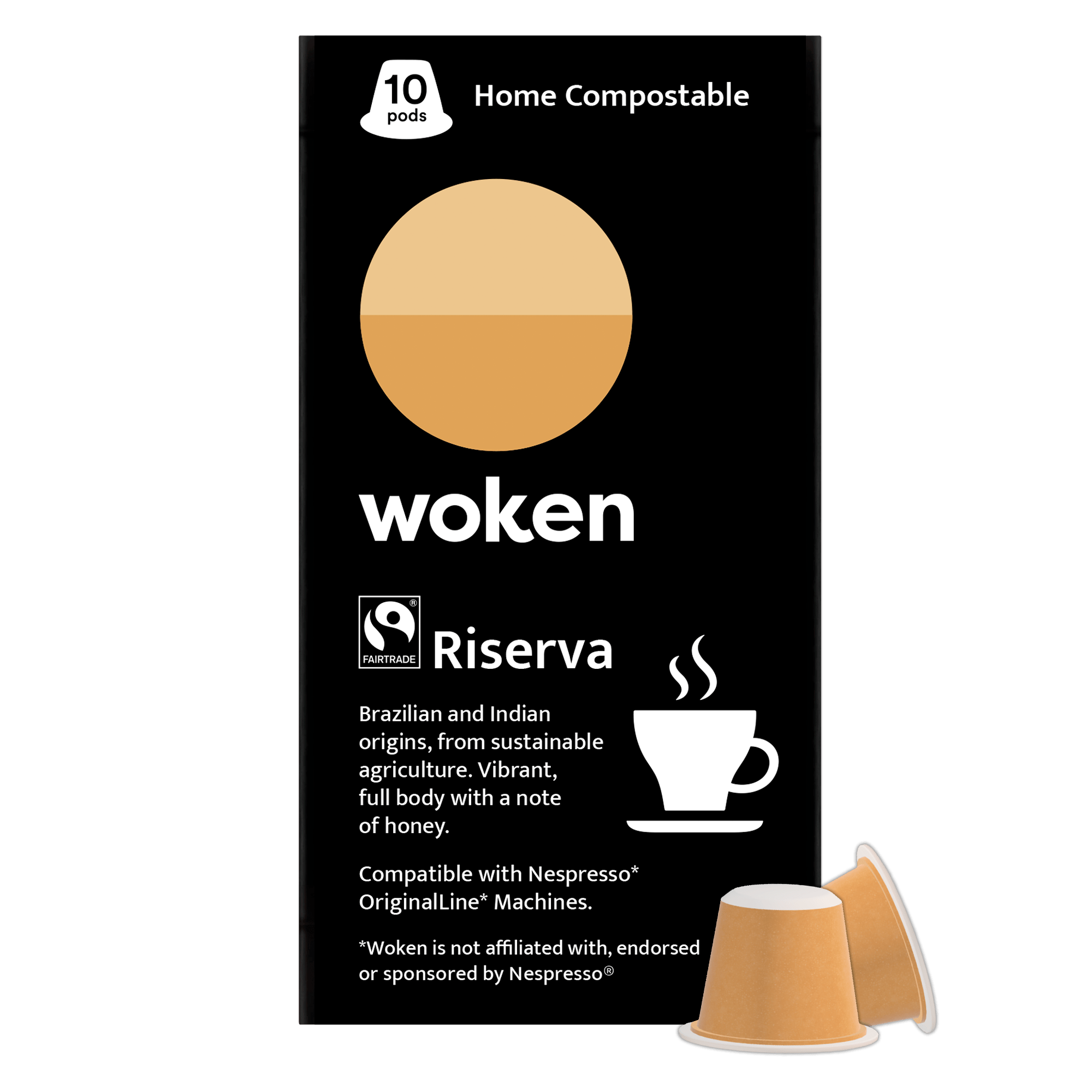 Woken-coffee Riserva Carton Case Nespresso Orginalline Compostable Coffee Pods Eco-friendly nespresso pods Biodegradable coffee pods