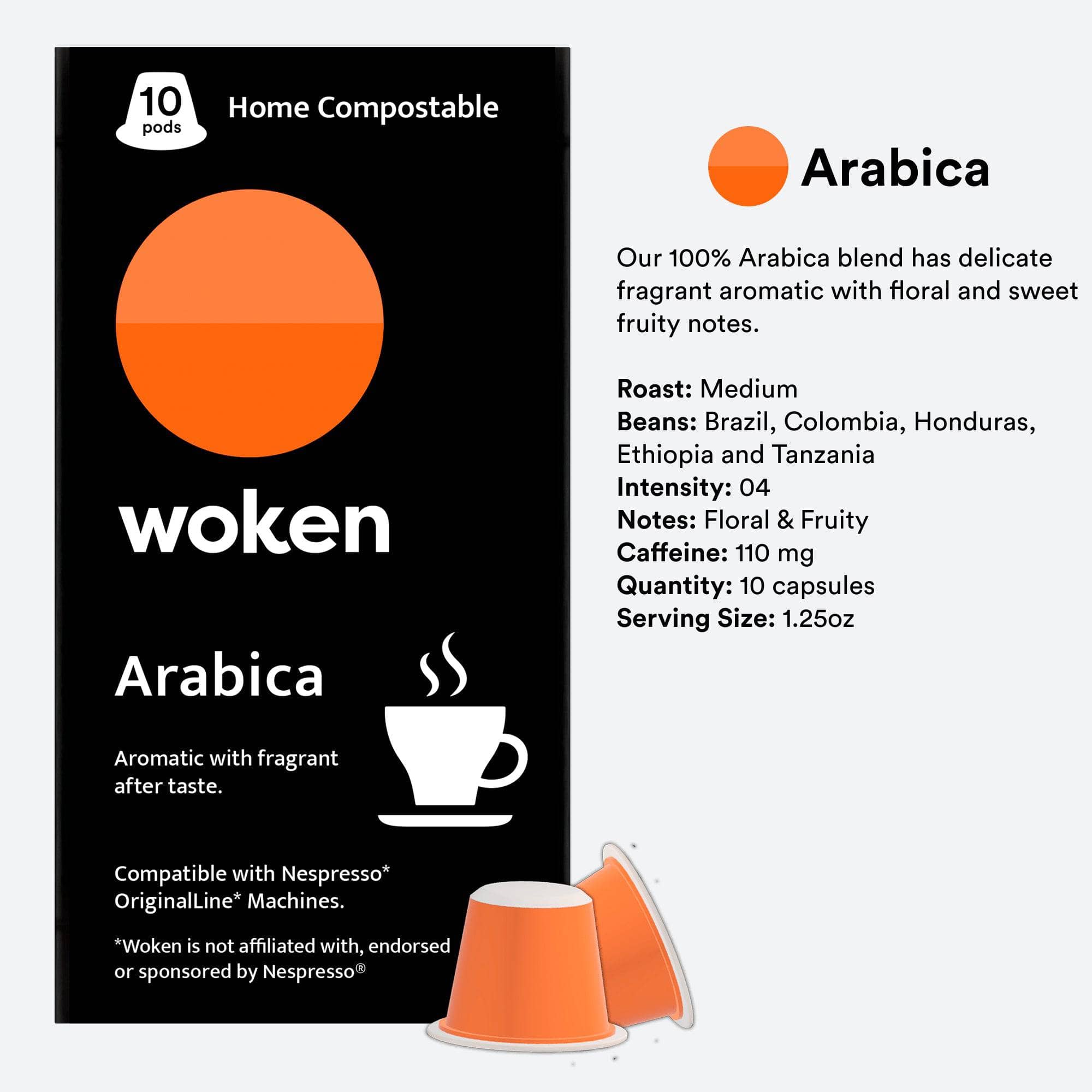 Woken-coffee Arabica Nespresso Orginalline Compostable Coffee Pods Eco-friendly nespresso pods Biodegradable coffee pods