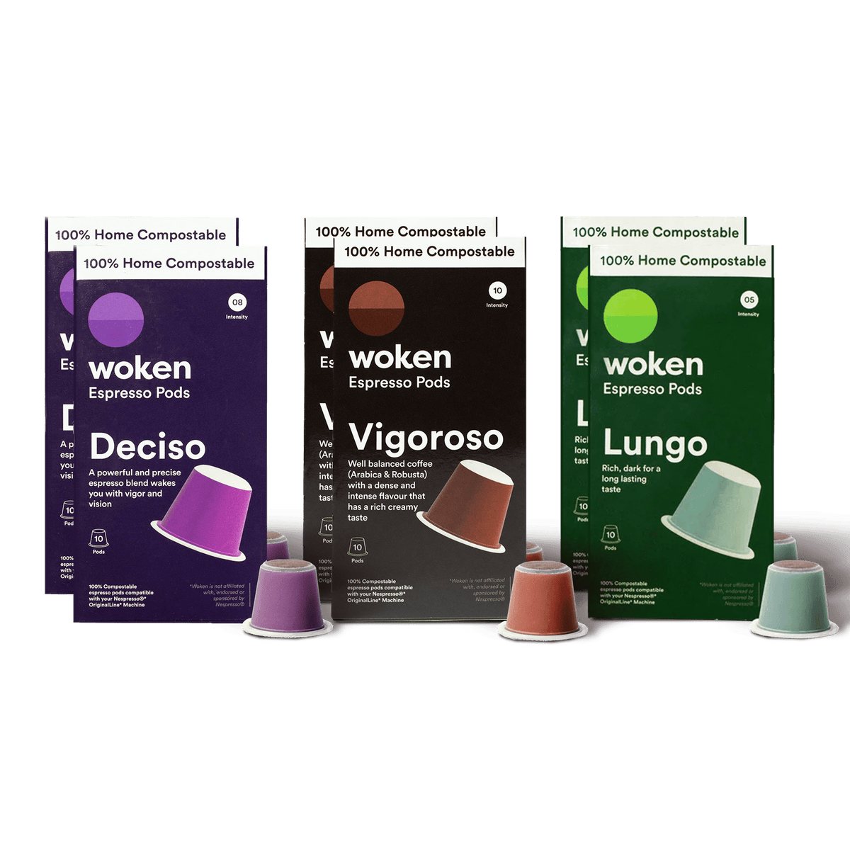 Woken Best Sellers - 6 Pack Nespresso Orginalline Compostable Coffee Pods Eco-friendly nespresso pods Biodegradable coffee pods