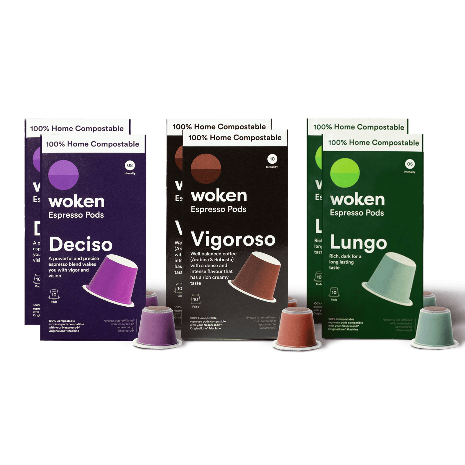 Woken Best Sellers - 6 Pack Nespresso Orginalline Compostable Coffee Pods Eco-friendly nespresso pods Biodegradable coffee pods
