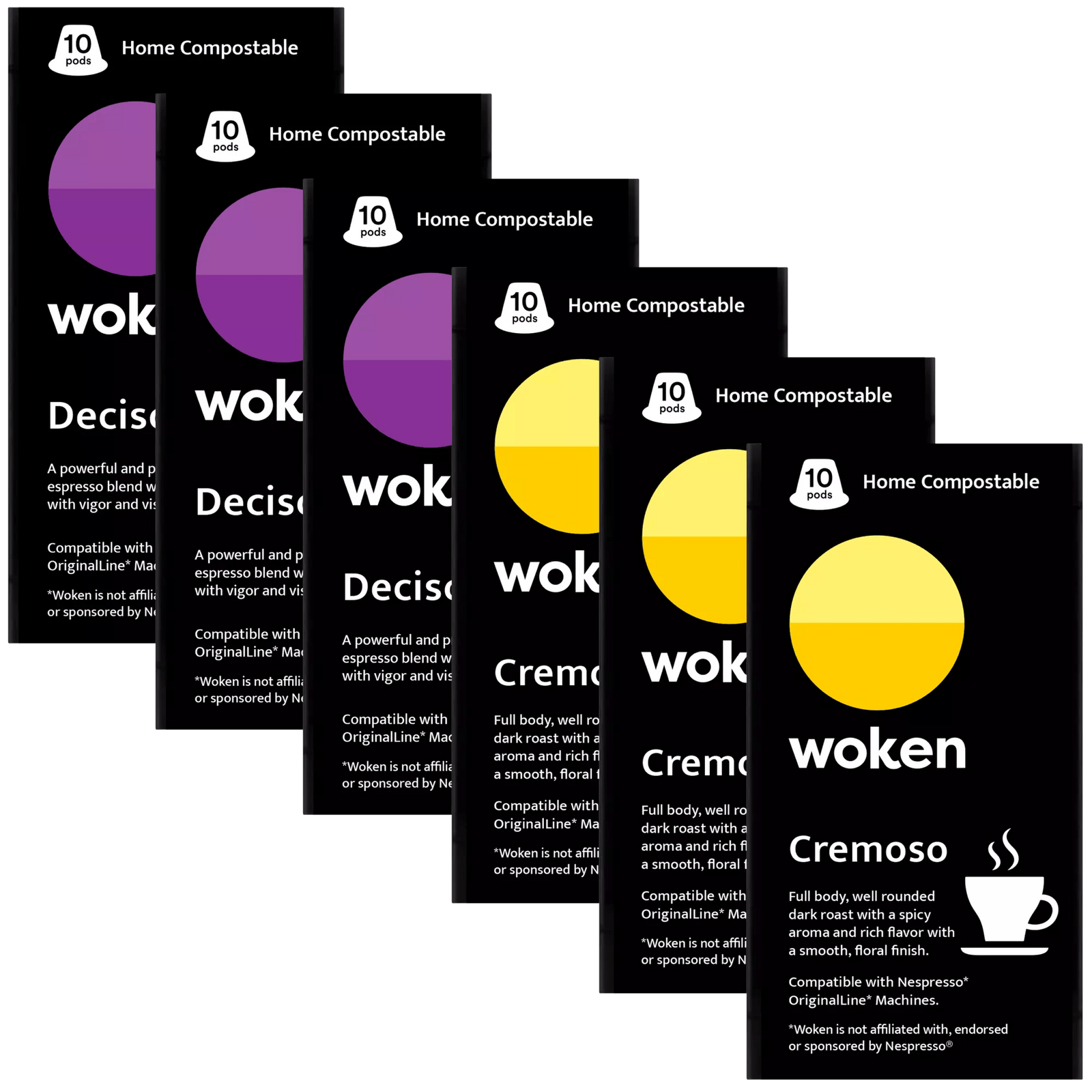 Woken Coffee - 100% Home Compostable Pods for Nespresso