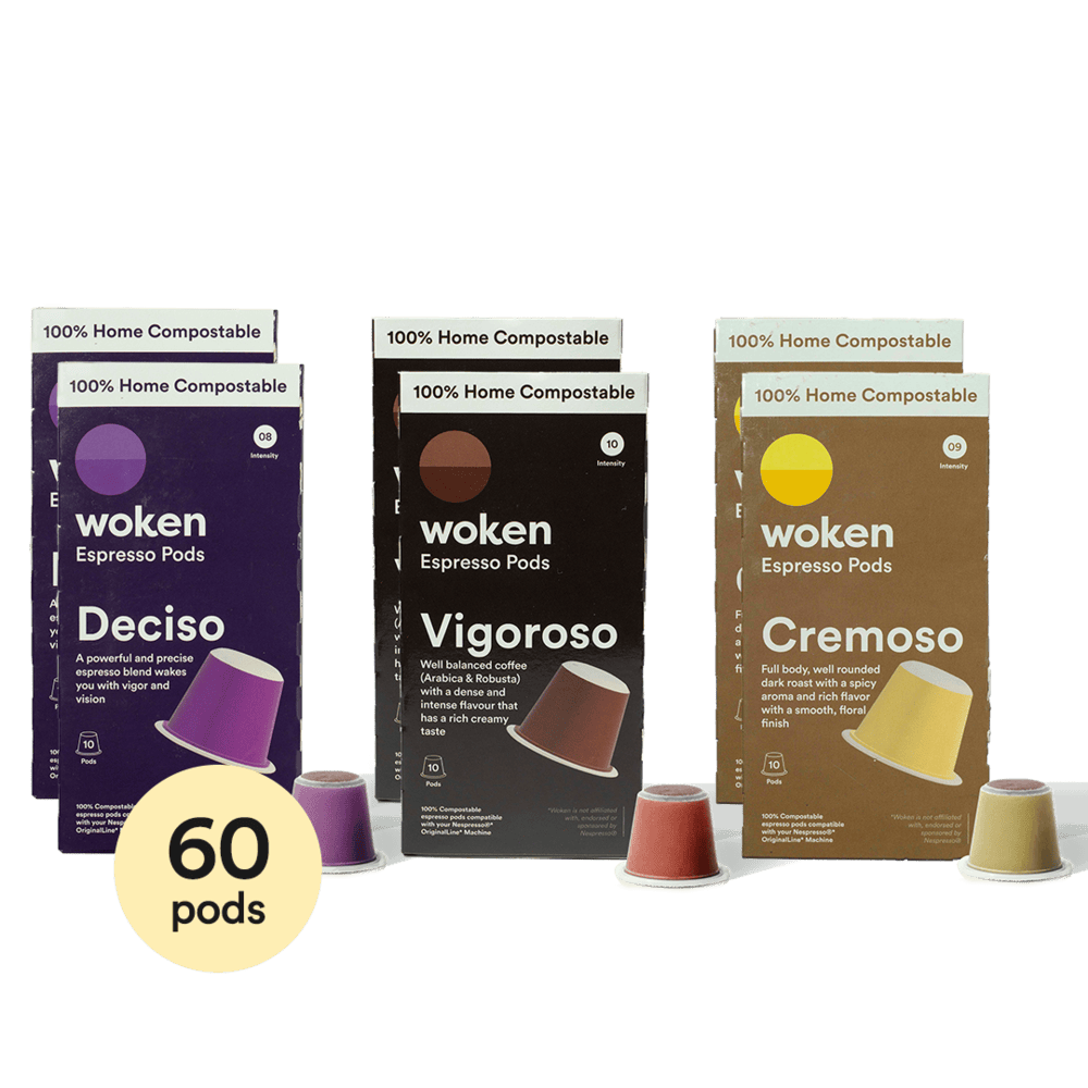 Woken Dark Roast Bundle Nespresso Orginalline Compostable Coffee Pods Eco-friendly nespresso pods Biodegradable coffee pods