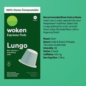 Woken-coffee Lungo Nespresso Orginalline Compostable Coffee Pods Eco-friendly nespresso pods Biodegradable coffee pods