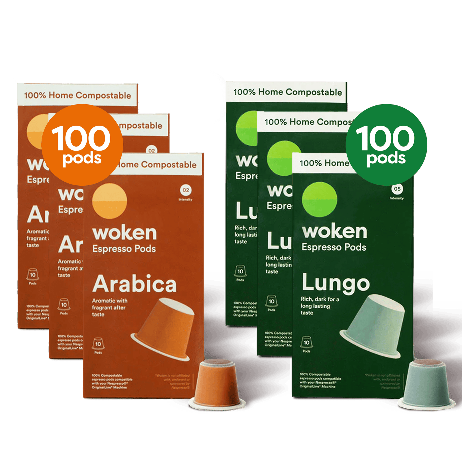 Woken Save $60! - Lungo & Arabica- 20 Pack Nespresso Orginalline Compostable Coffee Pods Eco-friendly nespresso pods Biodegradable coffee pods