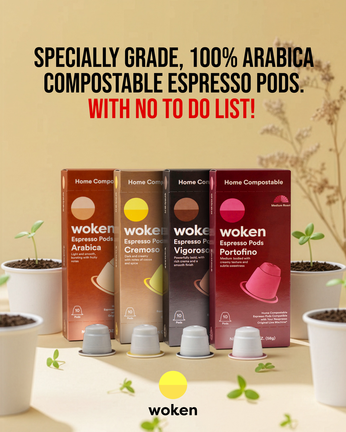 Woken TRY NOW BUNDLE! Nespresso Orginalline Compostable Coffee Pods Eco-friendly nespresso pods Biodegradable coffee pods
