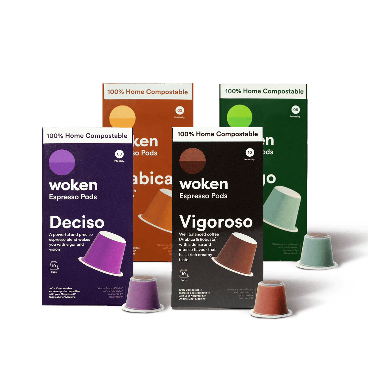 Woken Woken Mix - 4 Pack Nespresso Orginalline Compostable Coffee Pods Eco-friendly nespresso pods Biodegradable coffee pods