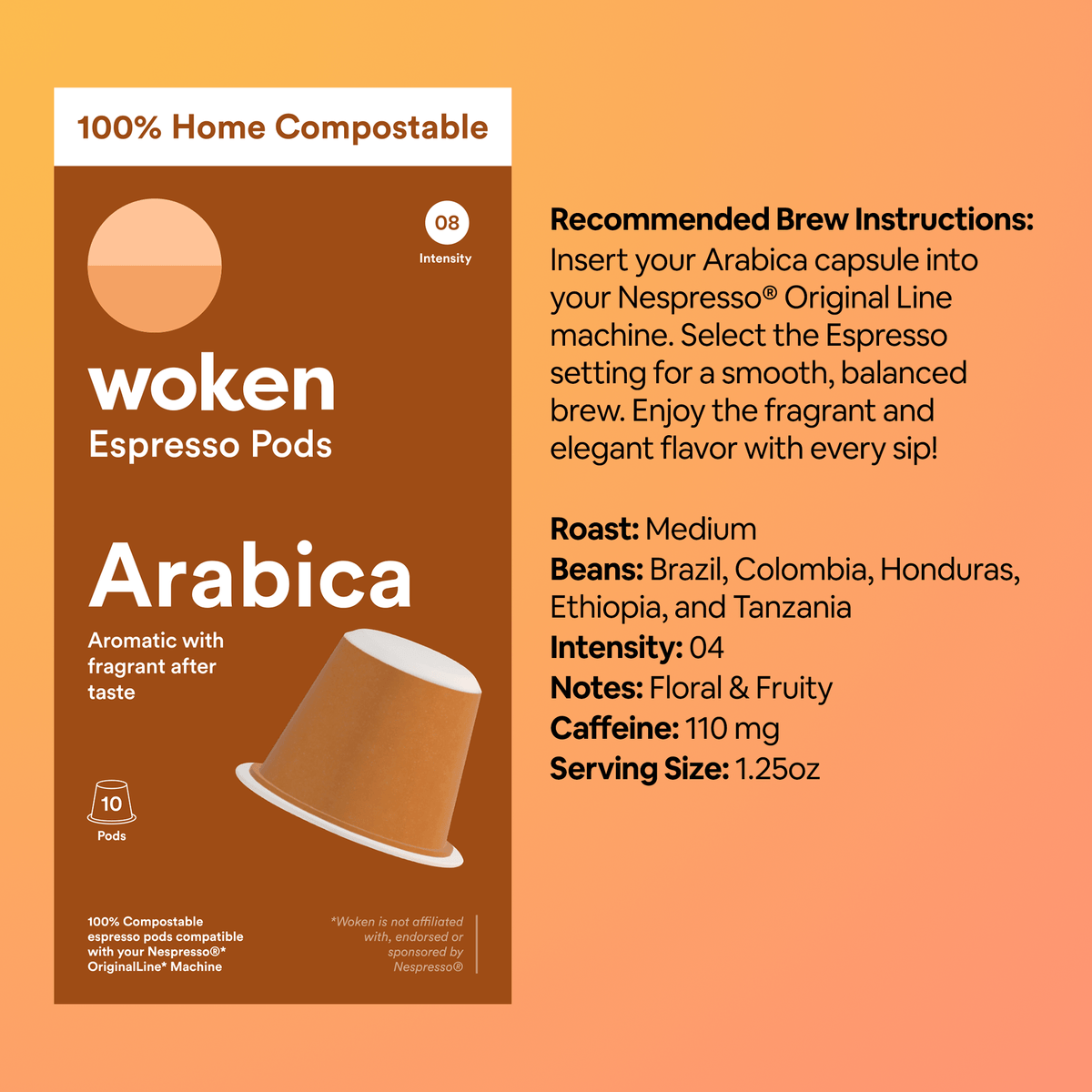 Woken Woken Mix - 6 Pack Nespresso Orginalline Compostable Coffee Pods Eco-friendly nespresso pods Biodegradable coffee pods