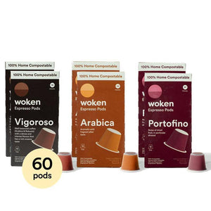 Woken Woken Mix 60 Pack Nespresso Orginalline Compostable Coffee Pods Eco-friendly nespresso pods Biodegradable coffee pods