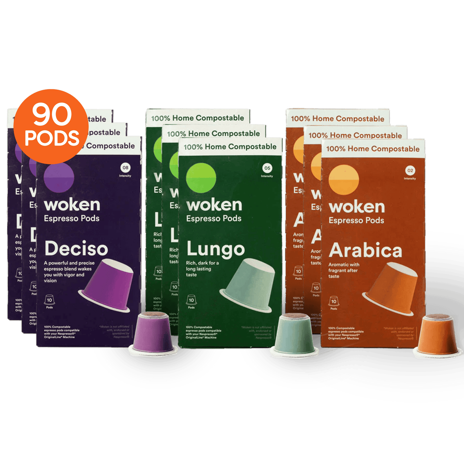 Woken Woken Mix -  9 Pack Nespresso Orginalline Compostable Coffee Pods Eco-friendly nespresso pods Biodegradable coffee pods