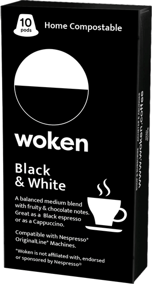 Woken-coffee Black & White Carton Case Nespresso Orginalline Compostable Coffee Pods Eco-friendly nespresso pods Biodegradable coffee pods