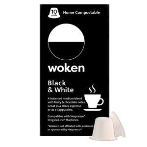 Woken-coffee Black & White Carton Case Nespresso Orginalline Compostable Coffee Pods Eco-friendly nespresso pods Biodegradable coffee pods