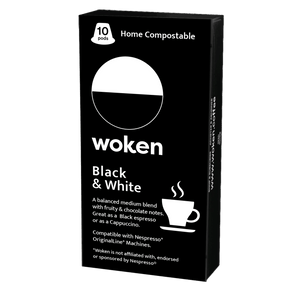 Woken-coffee Black & White Nespresso Orginalline Compostable Coffee Pods Eco-friendly nespresso pods Biodegradable coffee pods
